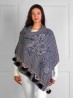 Cashmere Feeling Zig Zag & Flower Scarf with Fringes